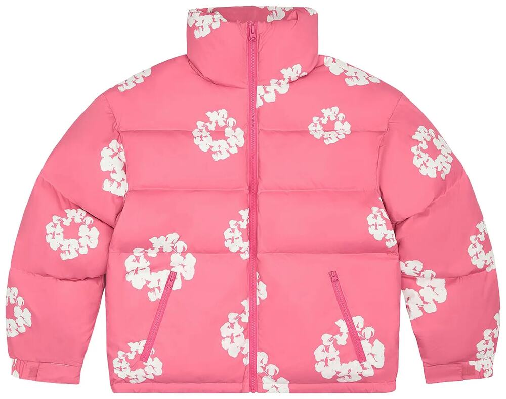 Denim Tears Cotton Wreath Puffer Jacket in Pink